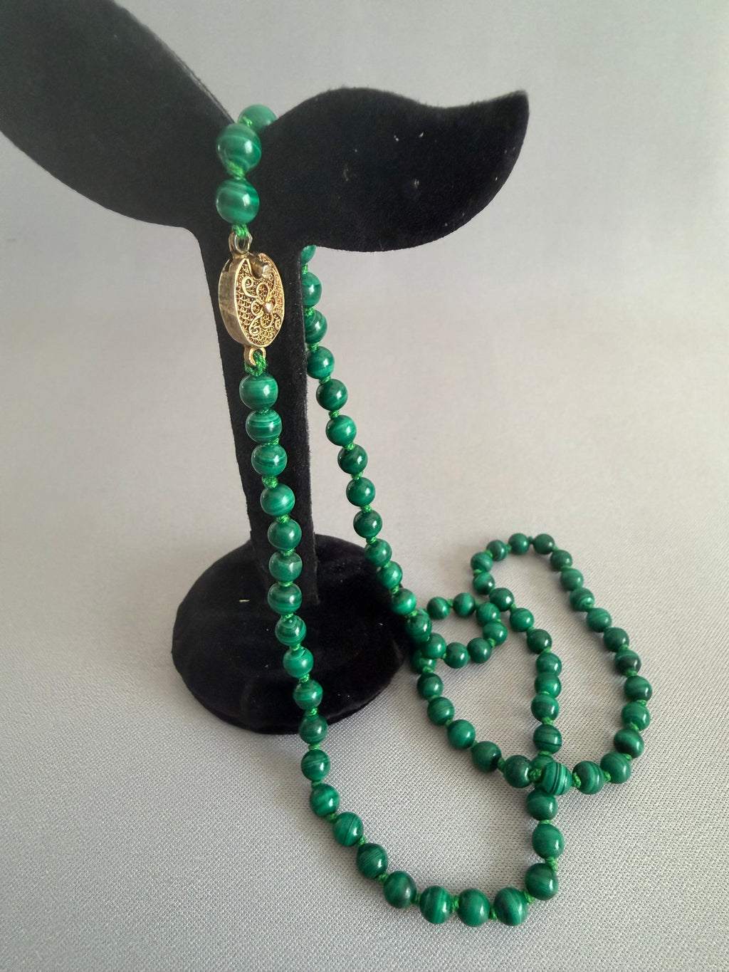 Vintage Malachite Bead Necklace