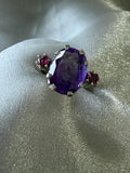 Vintage 18 CT White Gold & Platinum Ring Amethyst & Ruby Art Deco 1930s