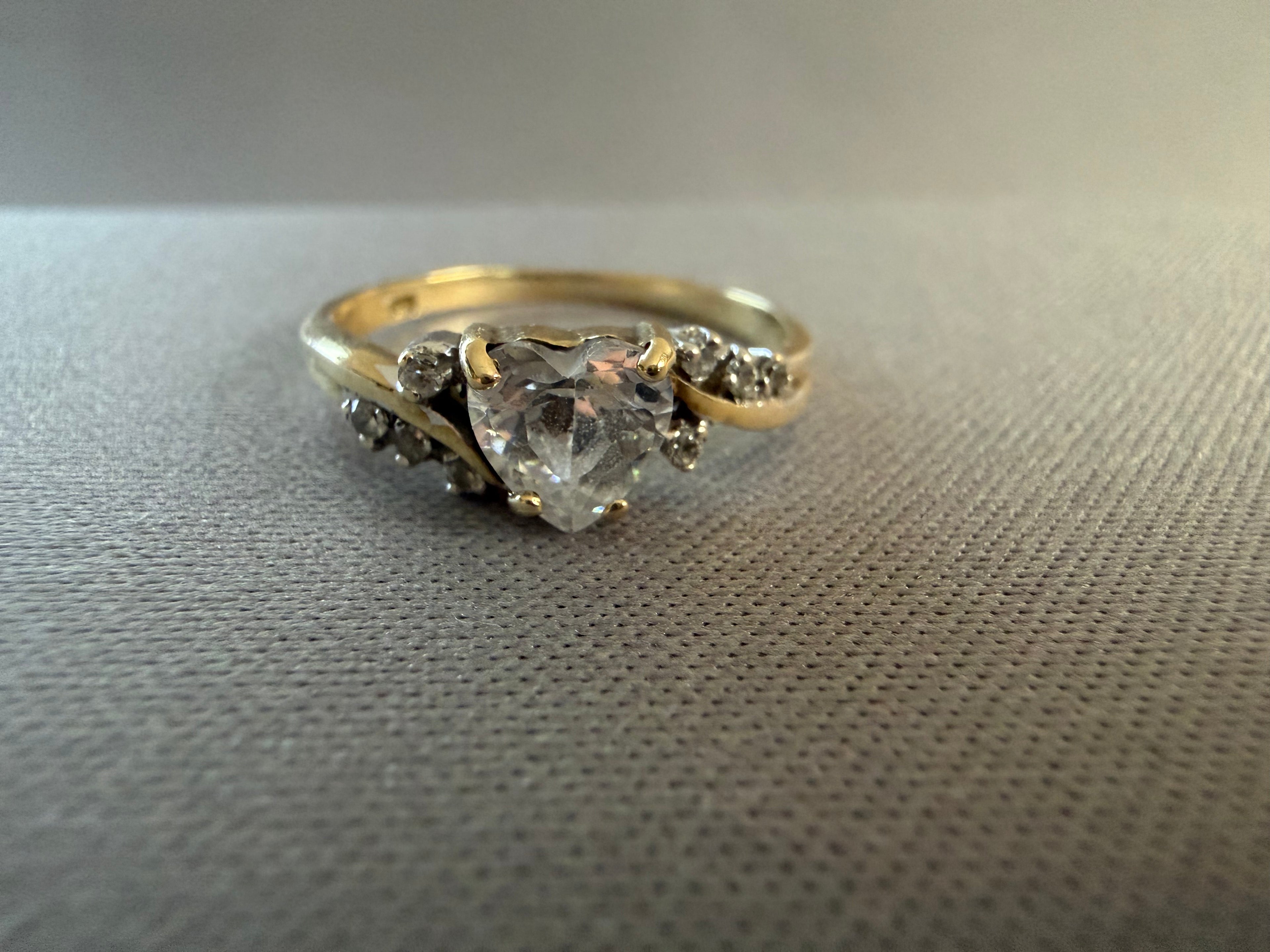 Retro 9ct Yellow Gold Crystal and Diamond Ring Circa 1980s