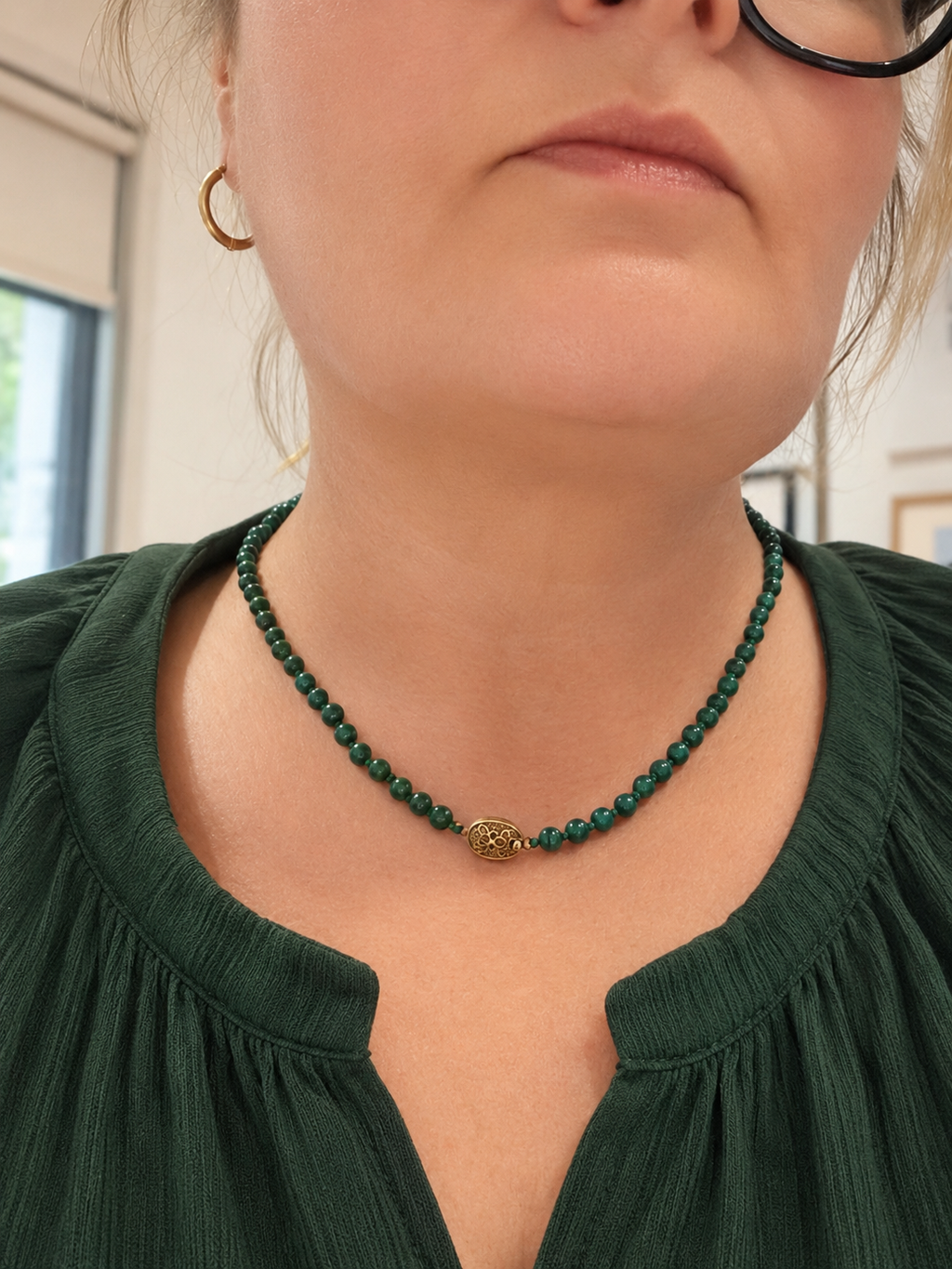 Vintage Malachite Bead Necklace
