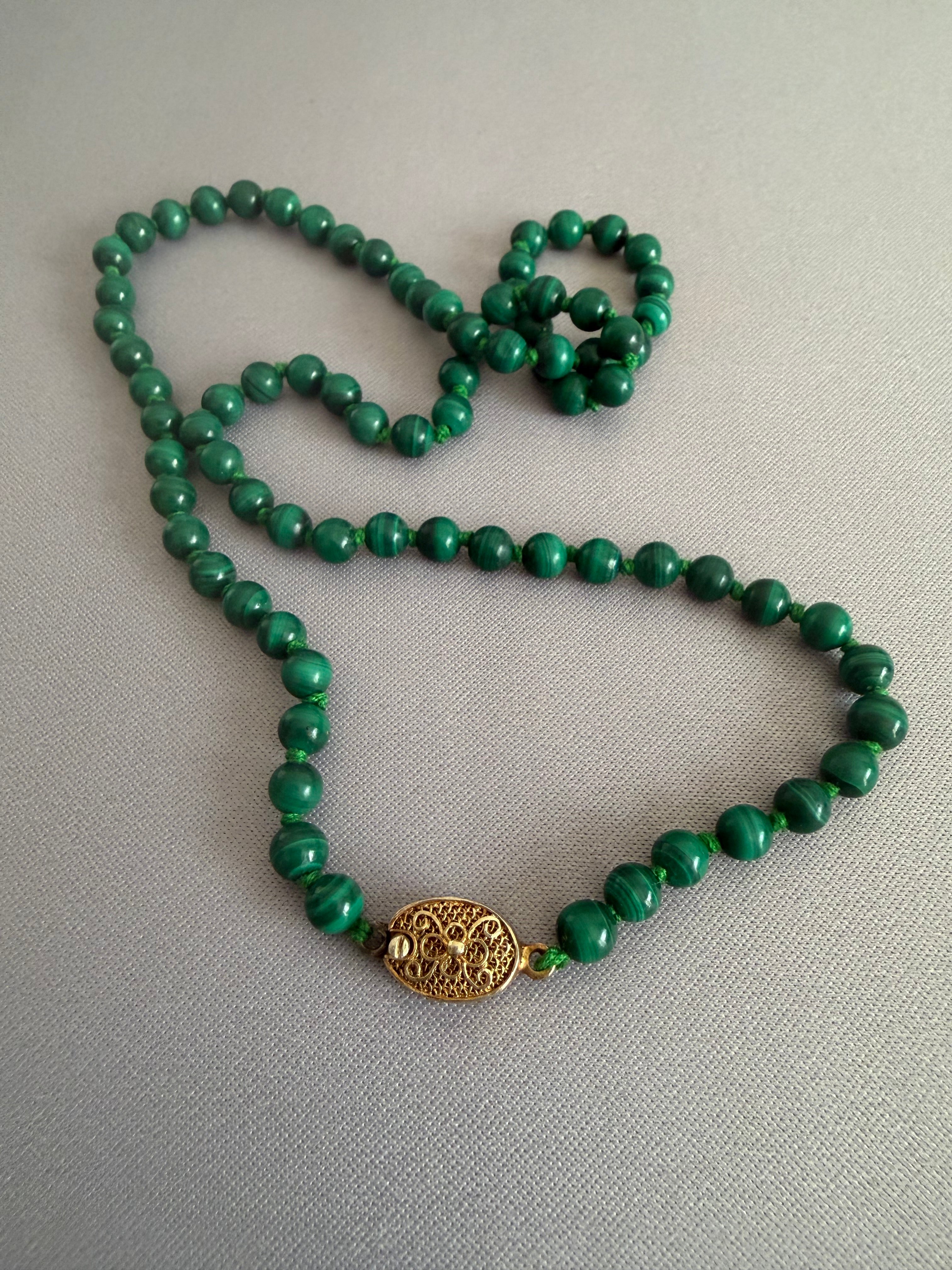 Vintage Malachite Bead Necklace