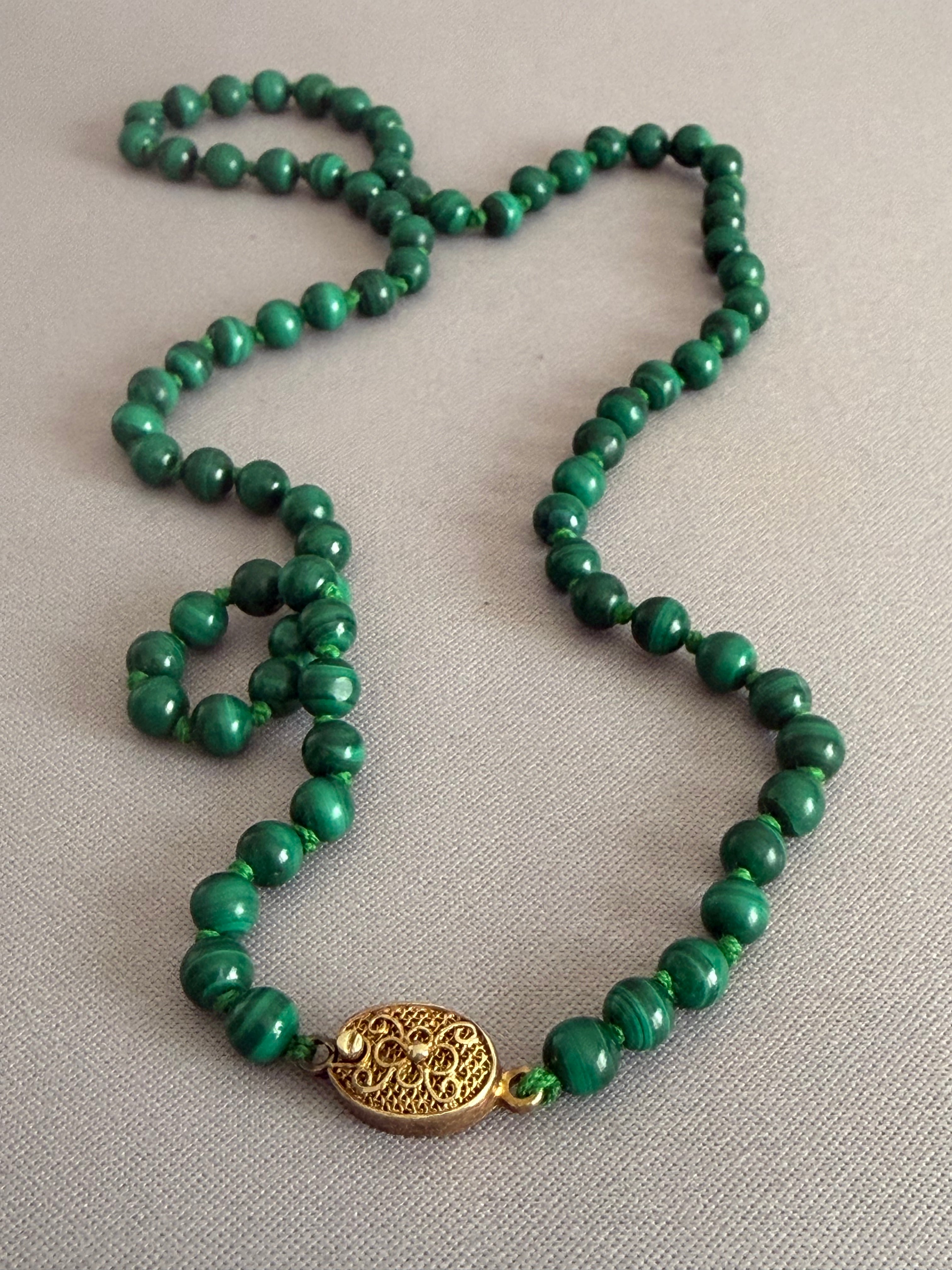 Vintage Malachite Bead Necklace