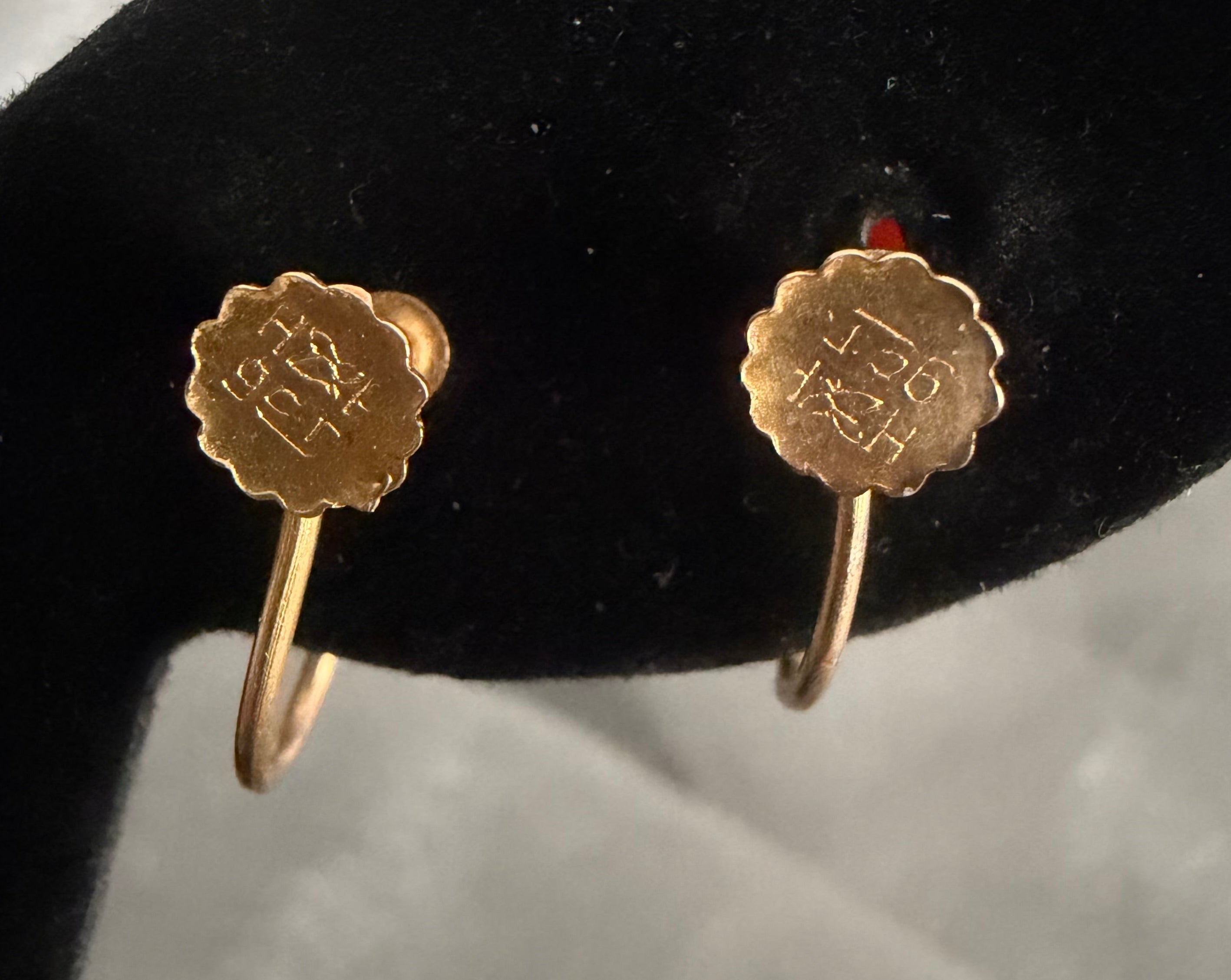 Antique 9ct Yellow Gold Cameo Screw-back Earrings