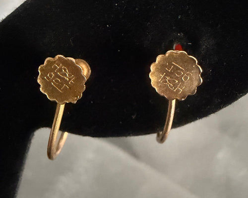 Antique 9ct Yellow Gold Cameo Screw-back Earrings