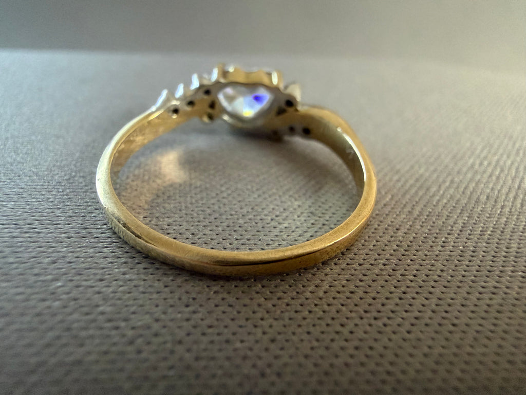 Retro 9ct Yellow Gold Crystal and Diamond Ring Circa 1980s