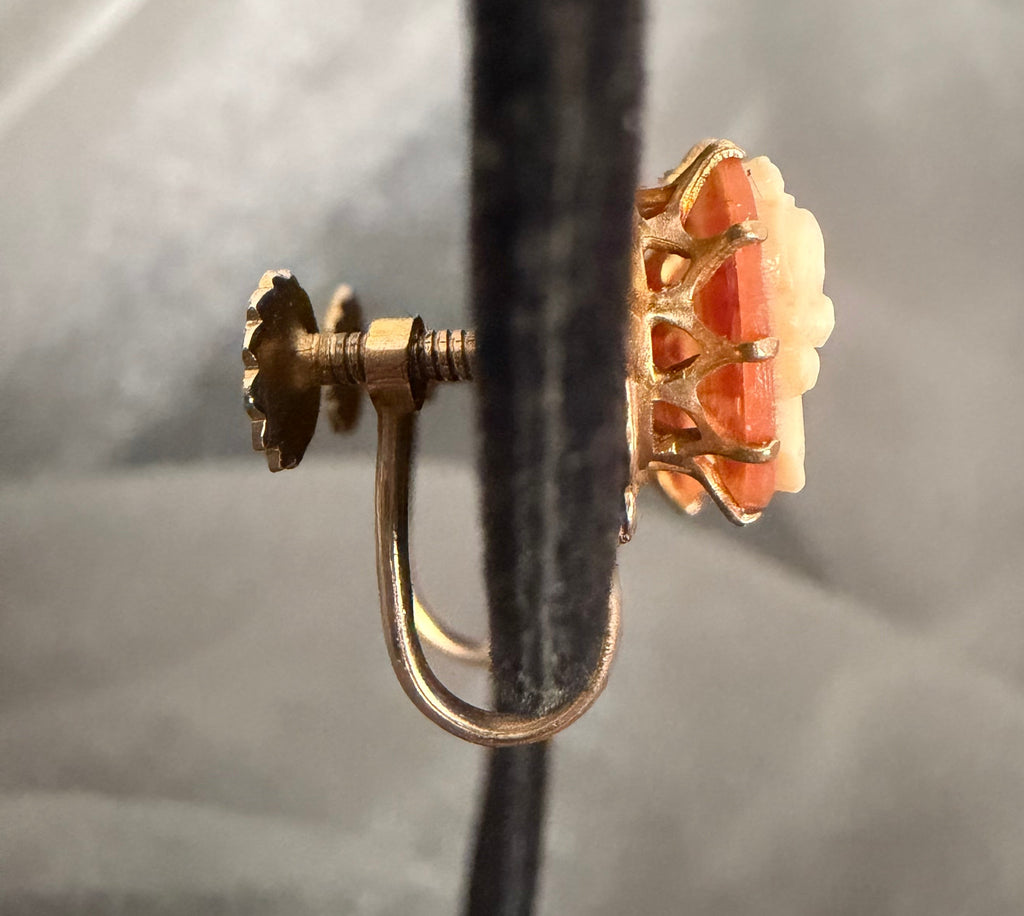 Antique 9ct Yellow Gold Cameo Screw-back Earrings