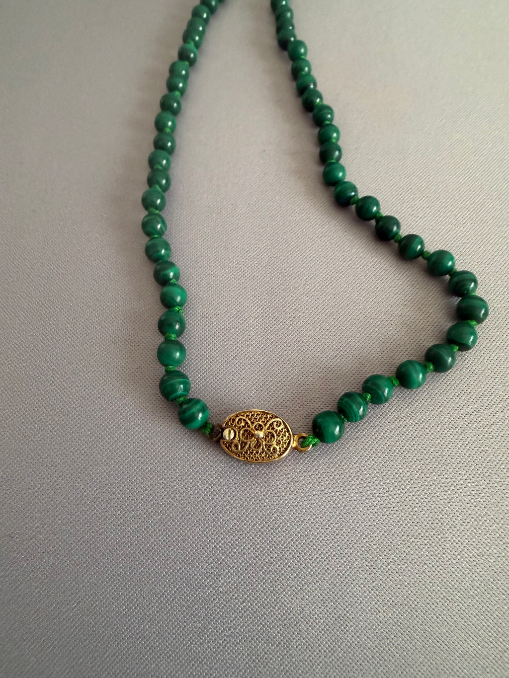 Vintage Malachite Bead Necklace