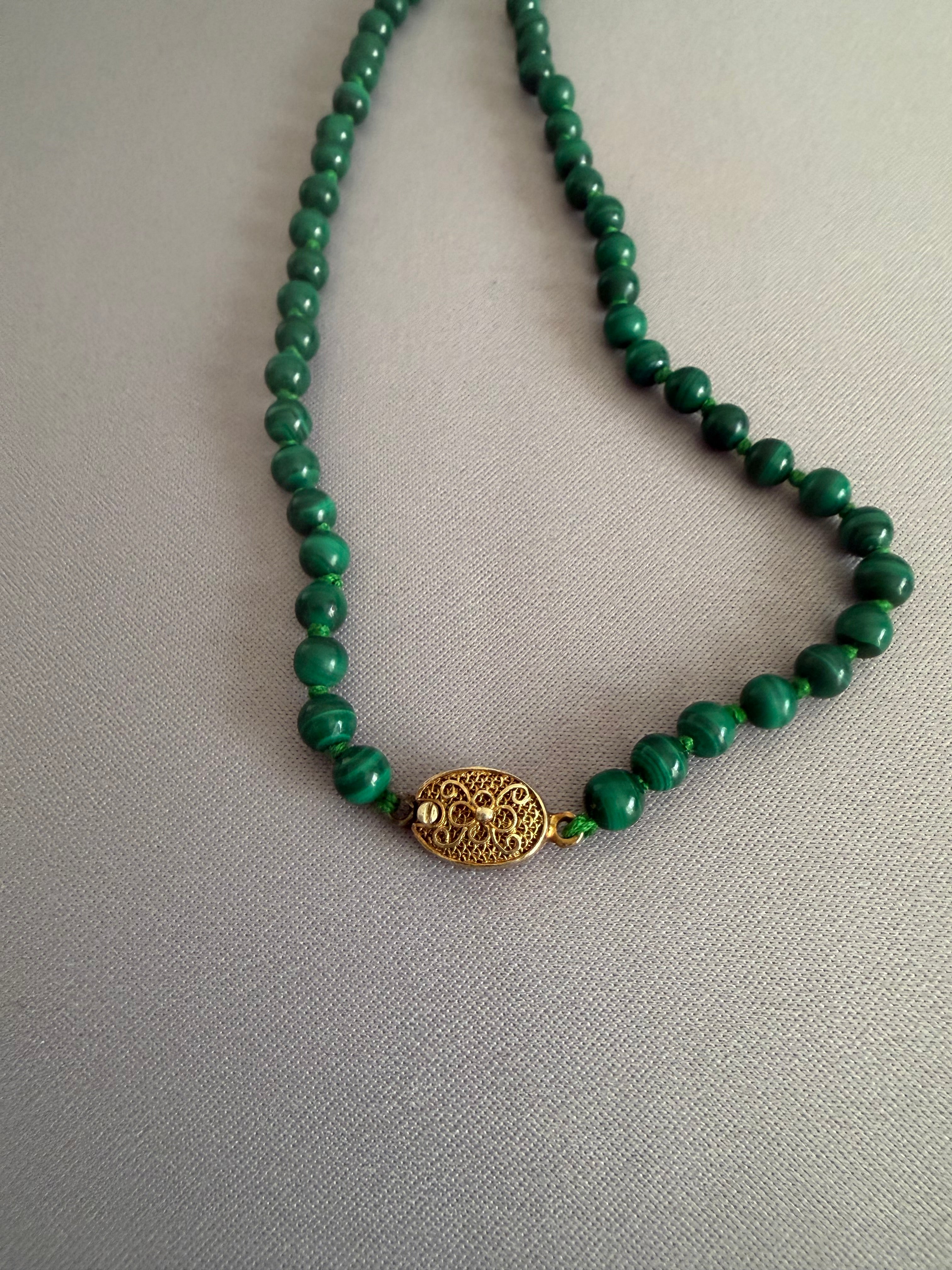 Vintage Malachite Bead Necklace