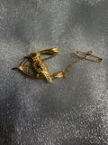 Antique 9ct Gold Kookaburra Brooch with Seed Pearls & Garnets | Australian Federation Era Safety Chain Brooch