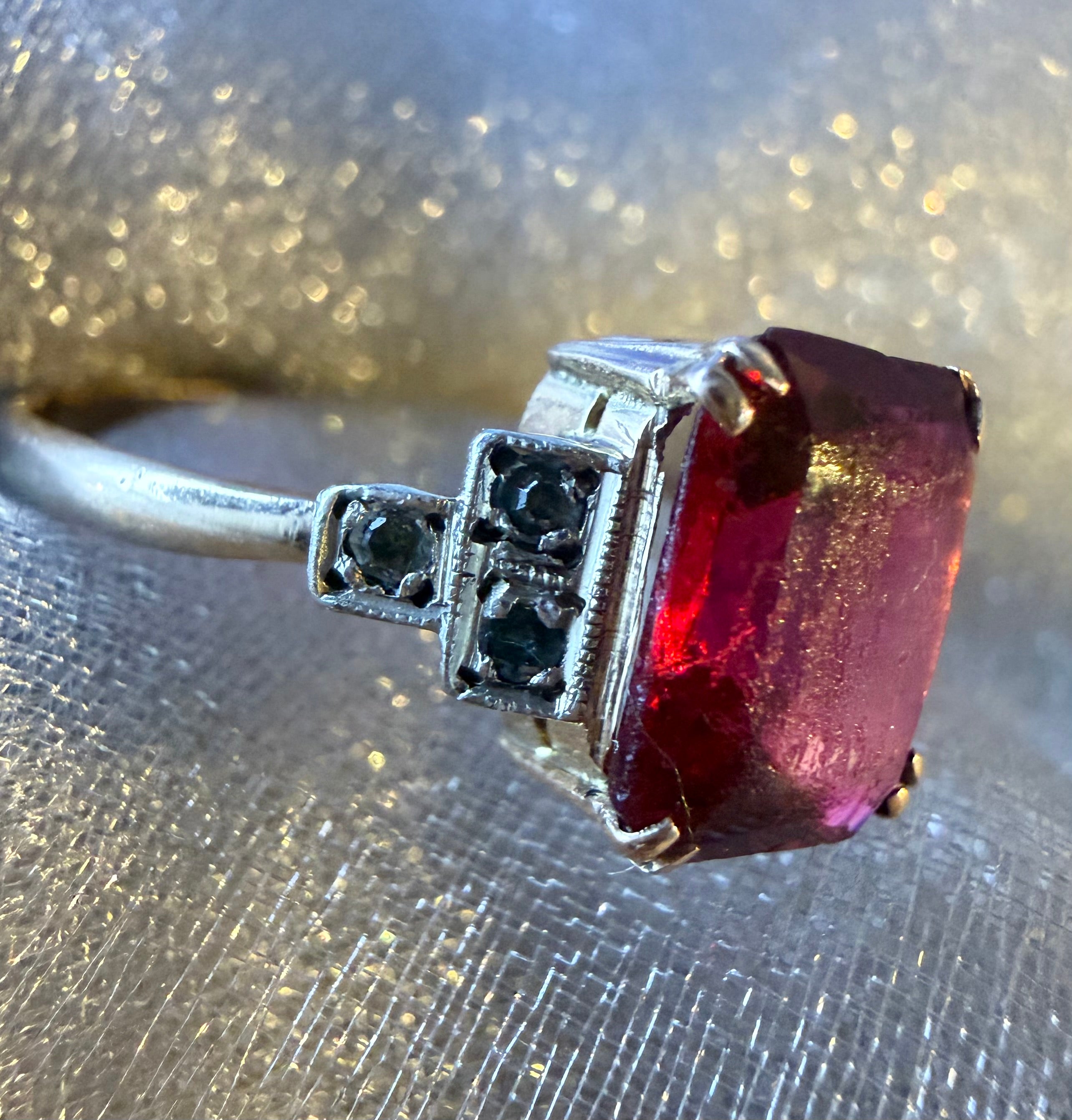 Antique 9ct gold paste ring by J. Lawrence, right side profile