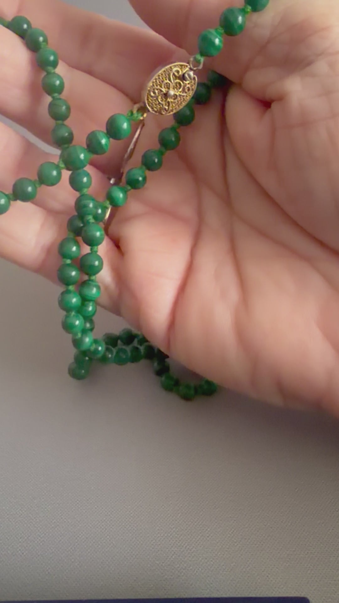Vintage Malachite Bead Necklace