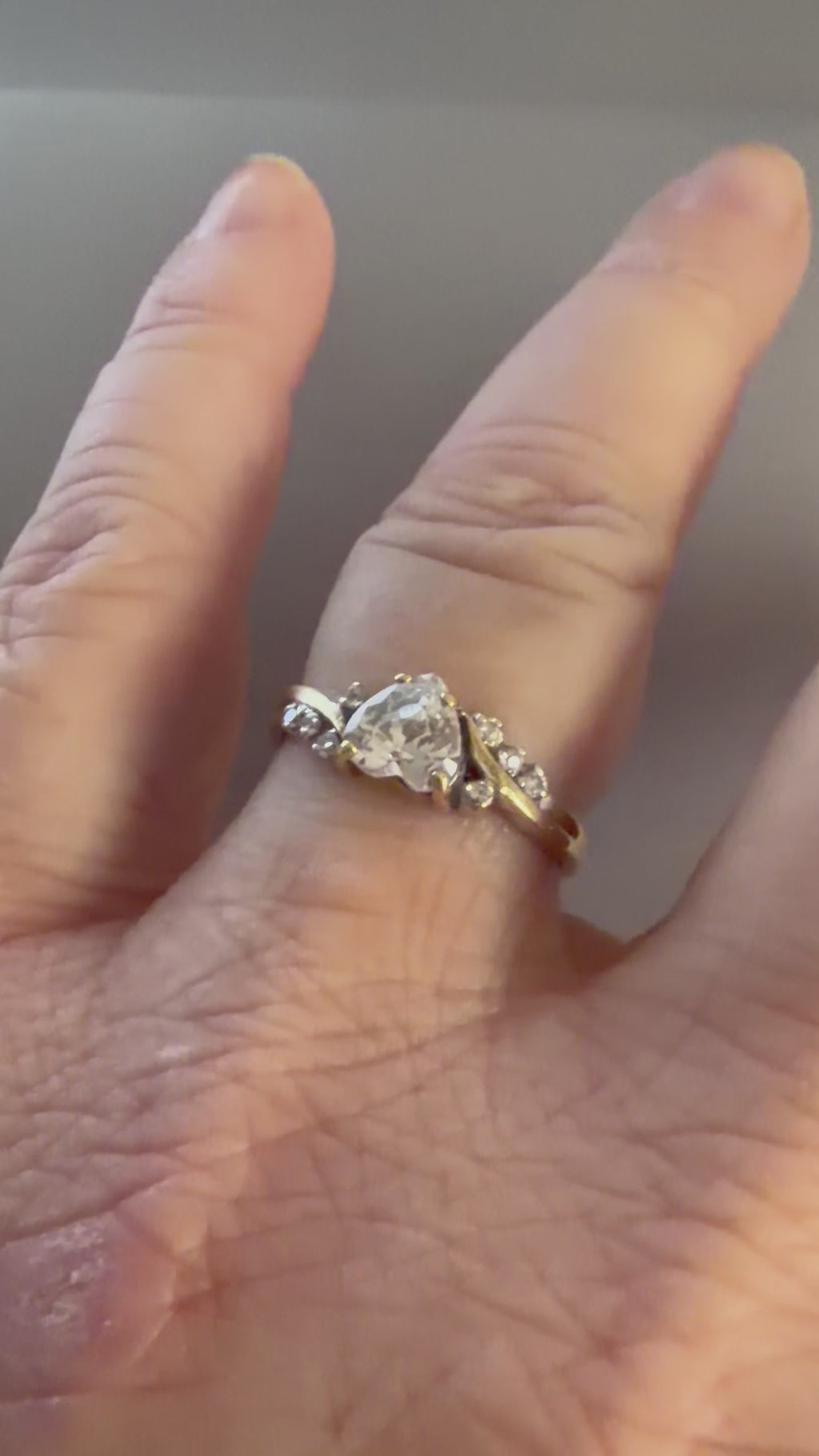Retro 9ct Yellow Gold Crystal and Diamond Ring Circa 1980s