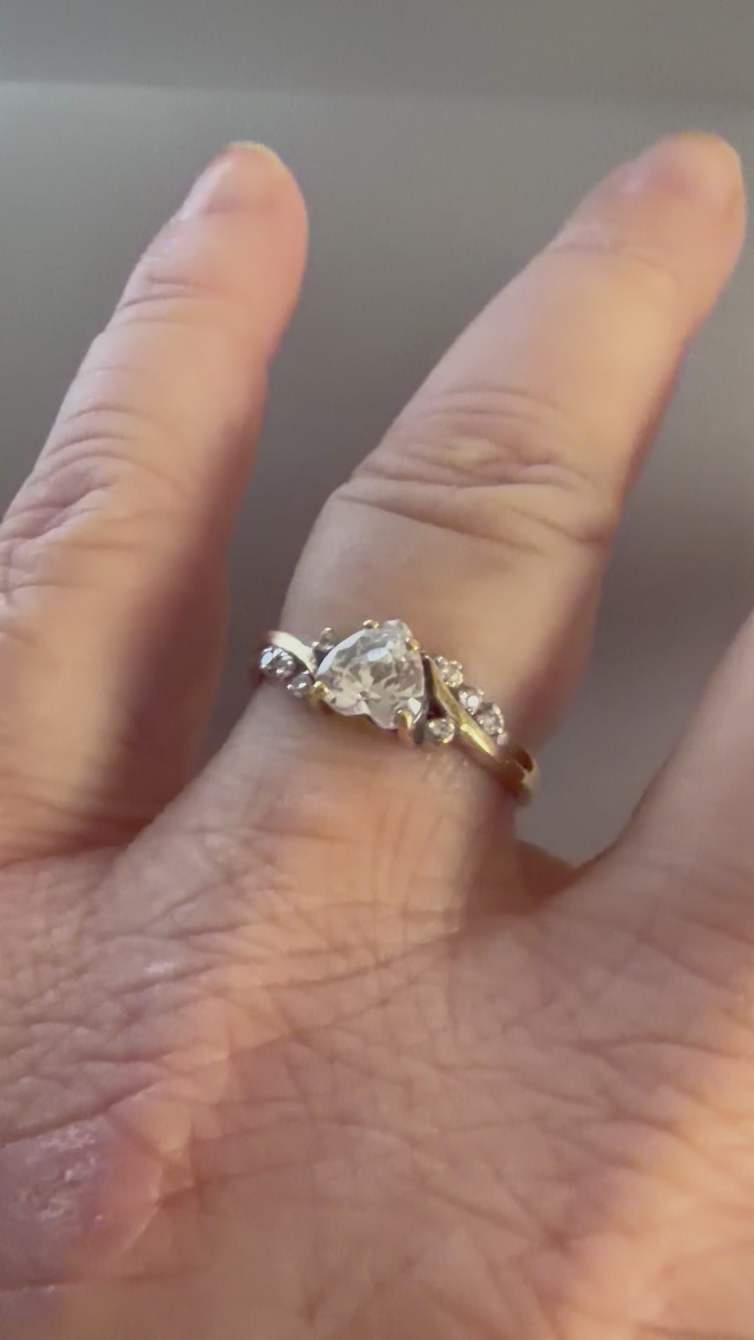 Retro 9ct Yellow Gold Crystal and Diamond Ring Circa 1980s