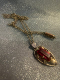 Vintage Australian 9ct gold crimson leaf pendant by Lustre Melbourne, front view — 1950s